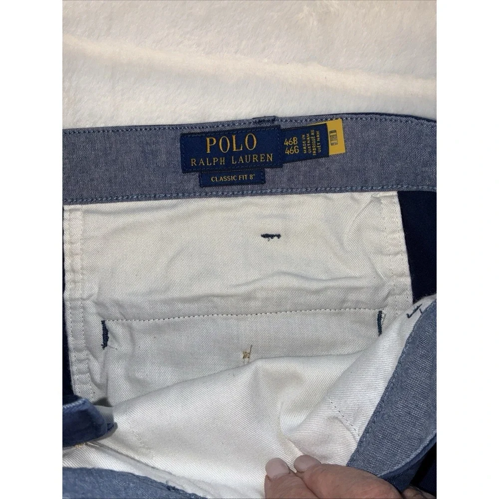 Polo Ralph Lauren Shorts Mens 46B Navy Classic Fit Chino Flat Front Cotton 10